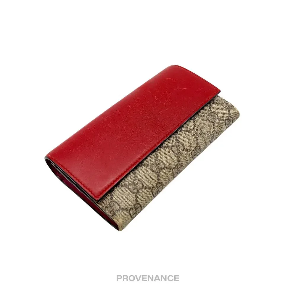 🔴 Gucci Snap Long Wallet - GG Supreme Red Pink - Picture 4 of 11